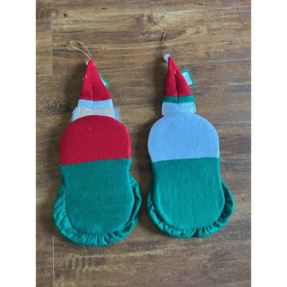 Set of 2 Christmas Santa and Snowman Hanging Decorations with Pockets